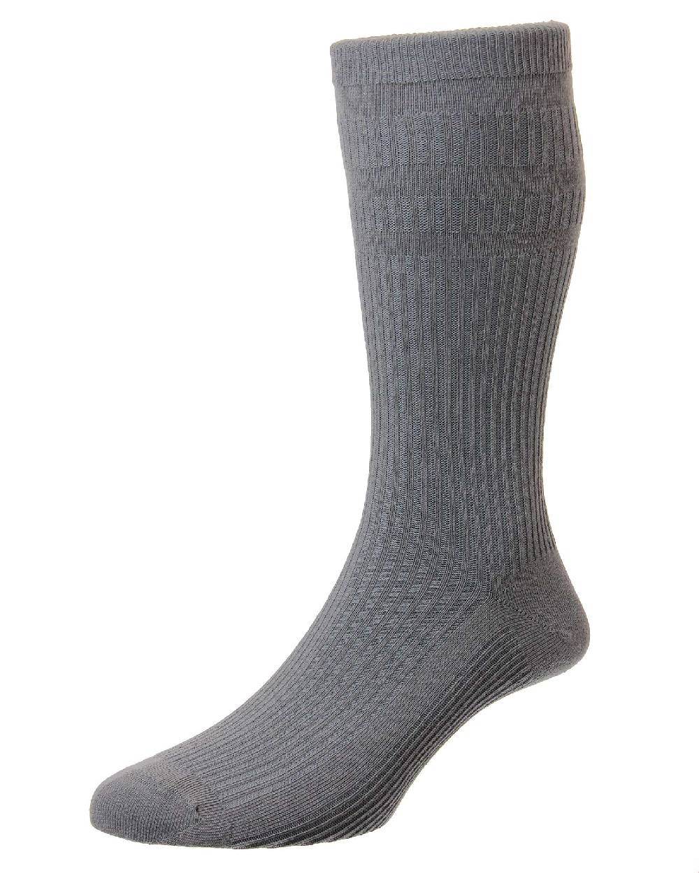 Mid grey coloured HJ Hall Original Cotton Soft Top Socks on white background 