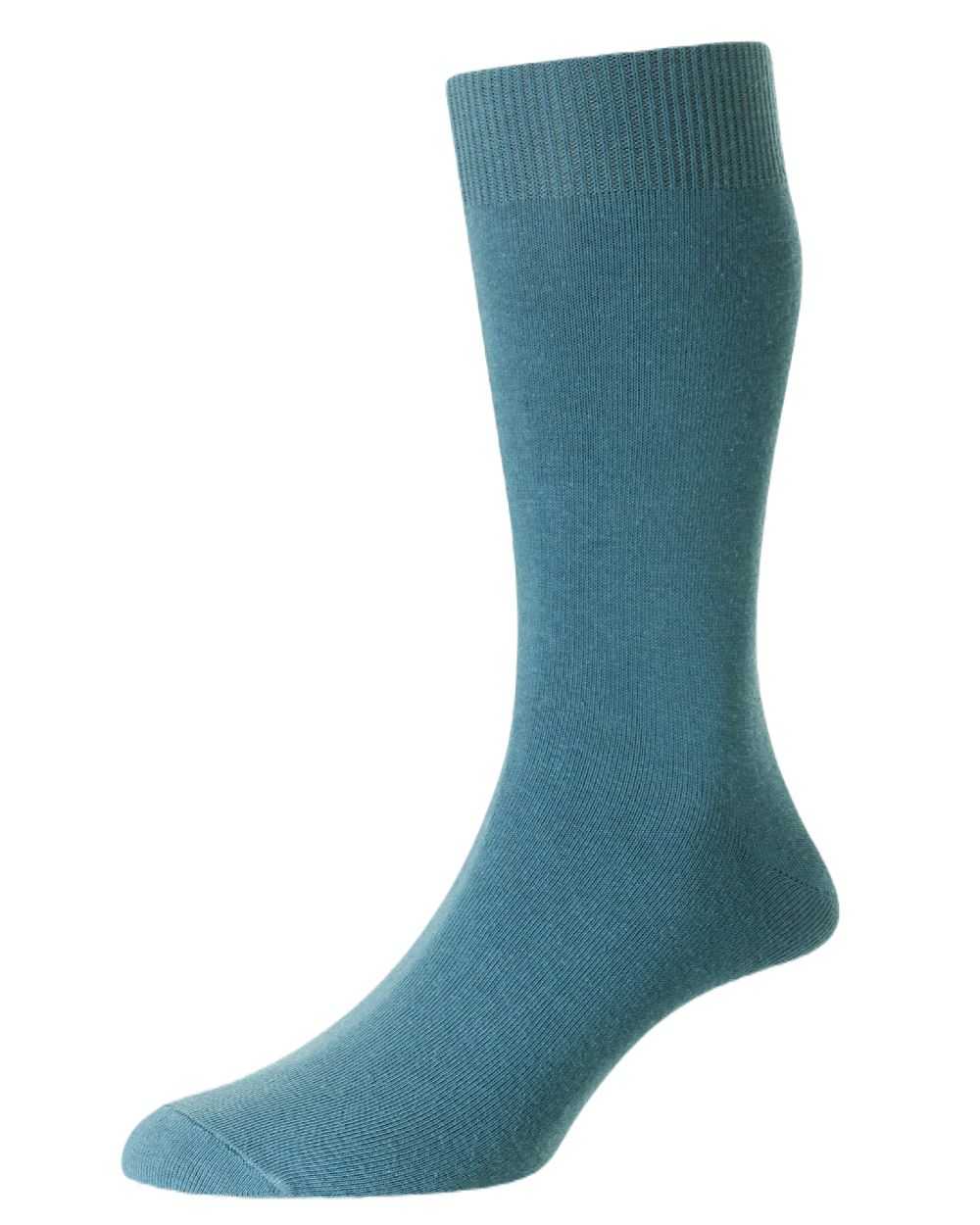 Dusty Blue coloured HJ Hall Classic Cotton Fashion Socks on white background 