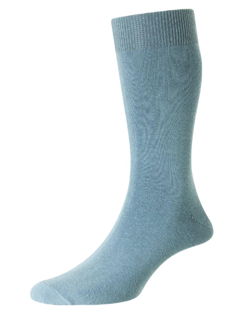 Sky Blue coloured HJ Hall Classic Cotton Fashion Socks on white background 