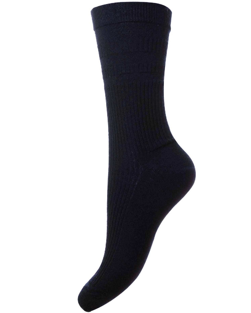 Navy coloured HJ Hall Mens Original Bamboo Softop Socks on white background 
