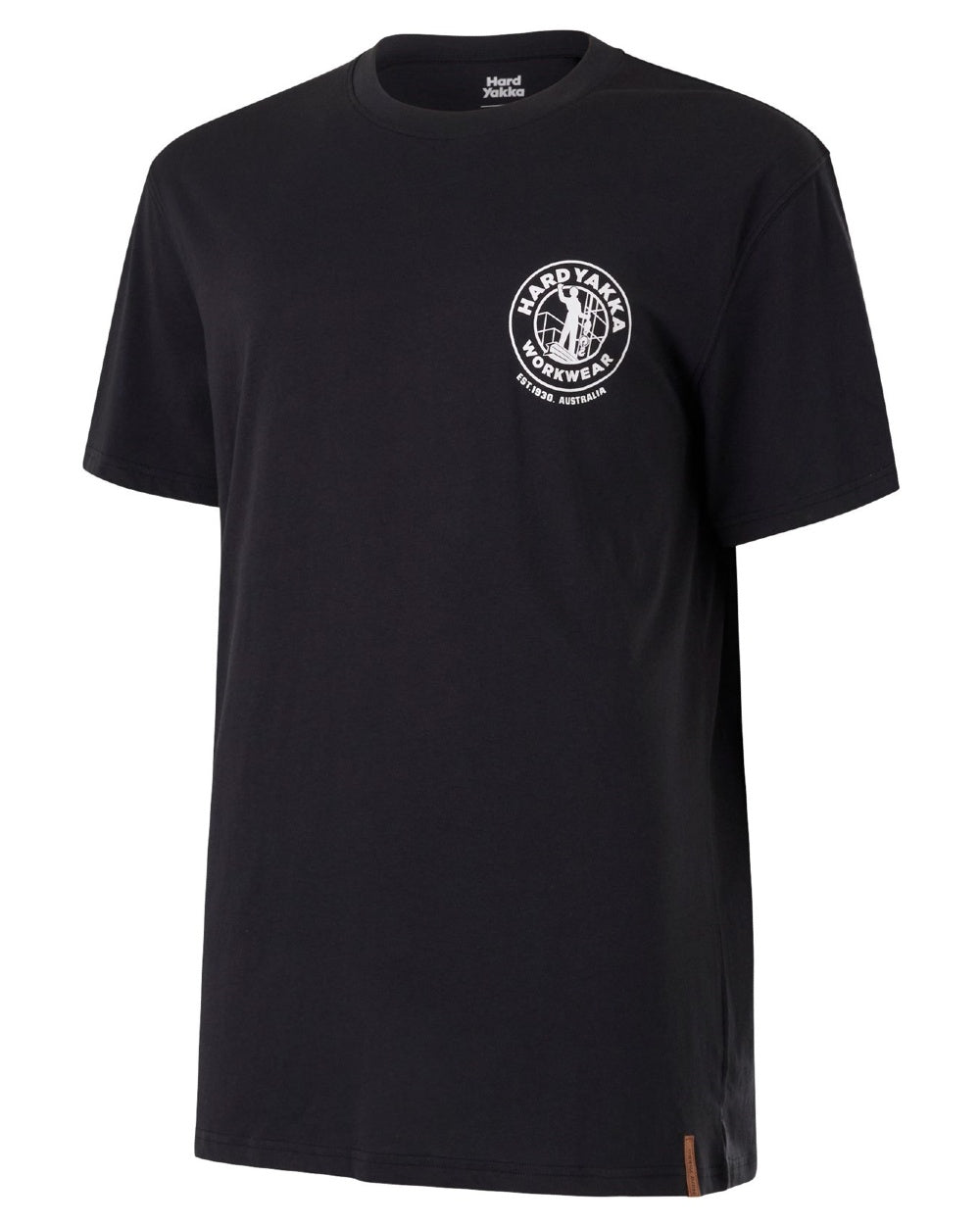 Black coloured Hard Yakka Heritage Icon T-Shirt on white background 