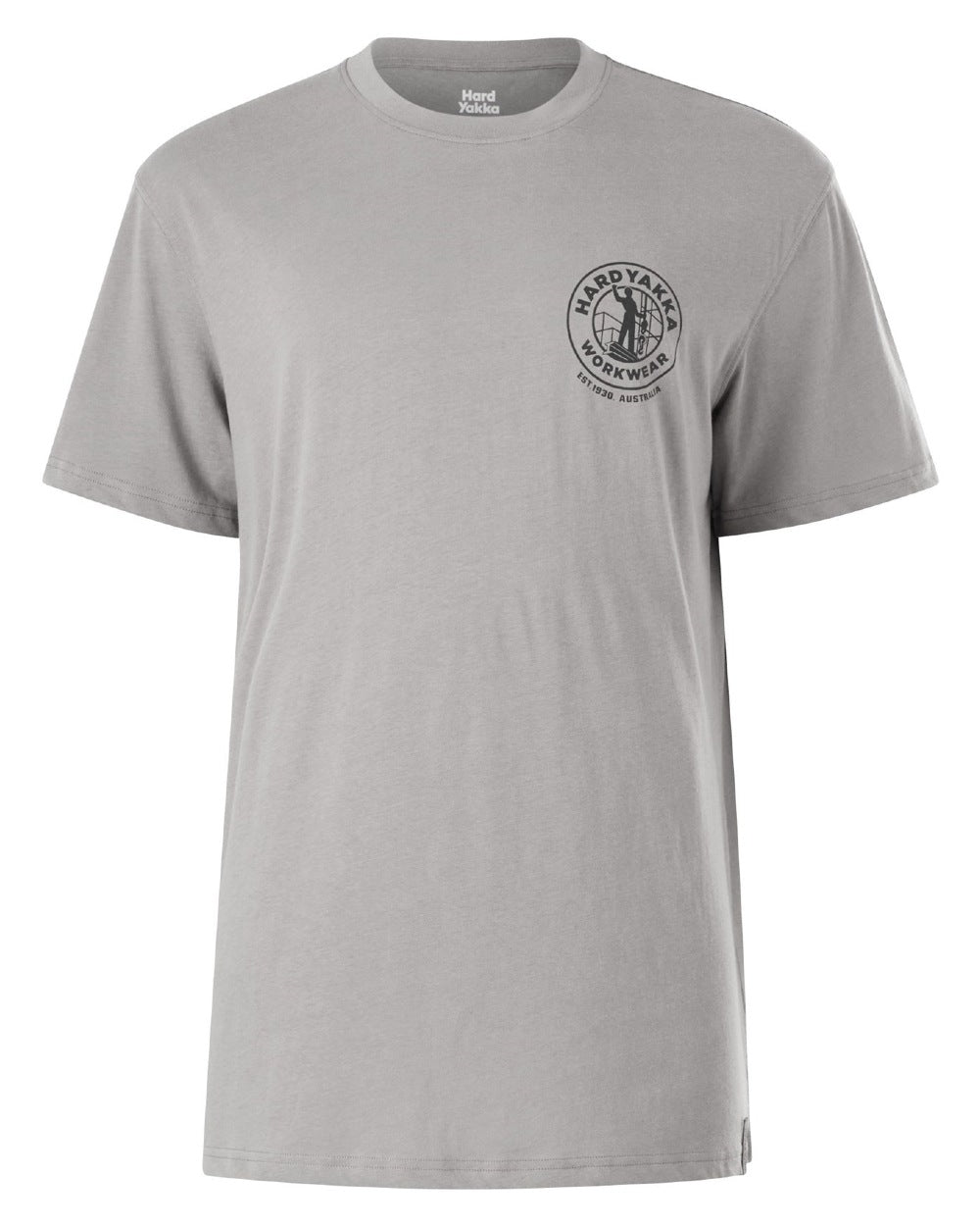 Grey coloured Hard Yakka Heritage Icon T-Shirt on white background 