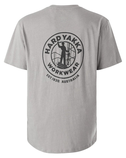 Grey coloured Hard Yakka Heritage Icon T-Shirt on white background 