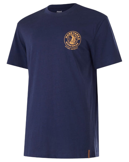 Navy coloured Hard Yakka Heritage Icon T-Shirt on white background 