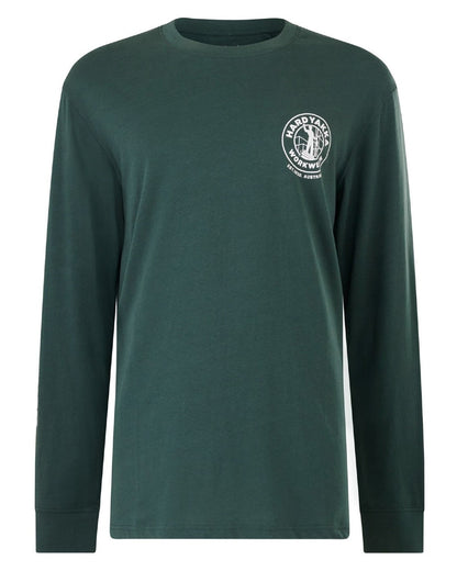 Green coloured Hard Yakka Heritage Long Sleeve T-Shirt on white background 