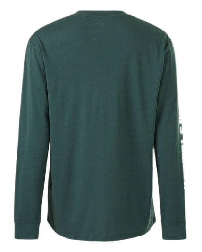 Green coloured Hard Yakka Heritage Long Sleeve T-Shirt on white background 