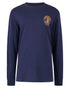Navy coloured Hard Yakka Heritage Long Sleeve T-Shirt on white background 