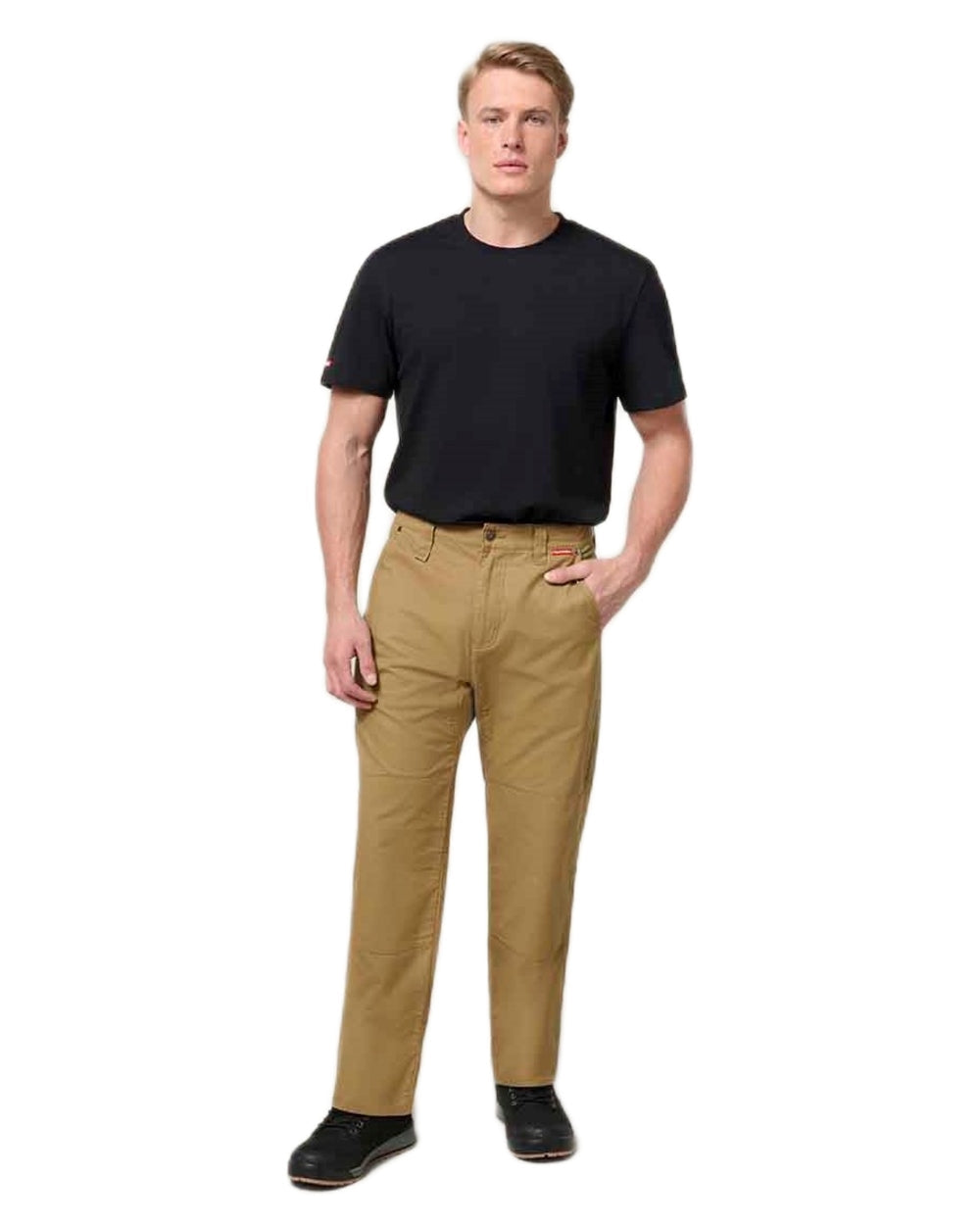 Whiskey coloured Hard Yakka Mens Heritage Carpenters Work Trousers on white background 