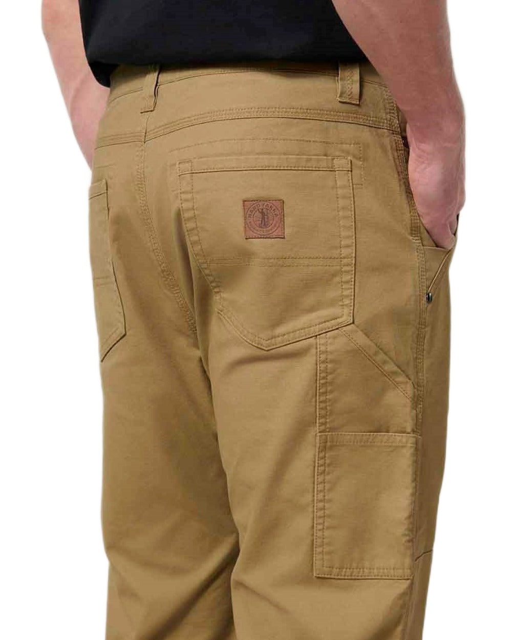 Whiskey coloured Hard Yakka Mens Heritage Carpenters Work Trousers on white background 