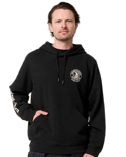 Black coloured Hard Yakka Mens Heritage Icon Hoodie on white background 