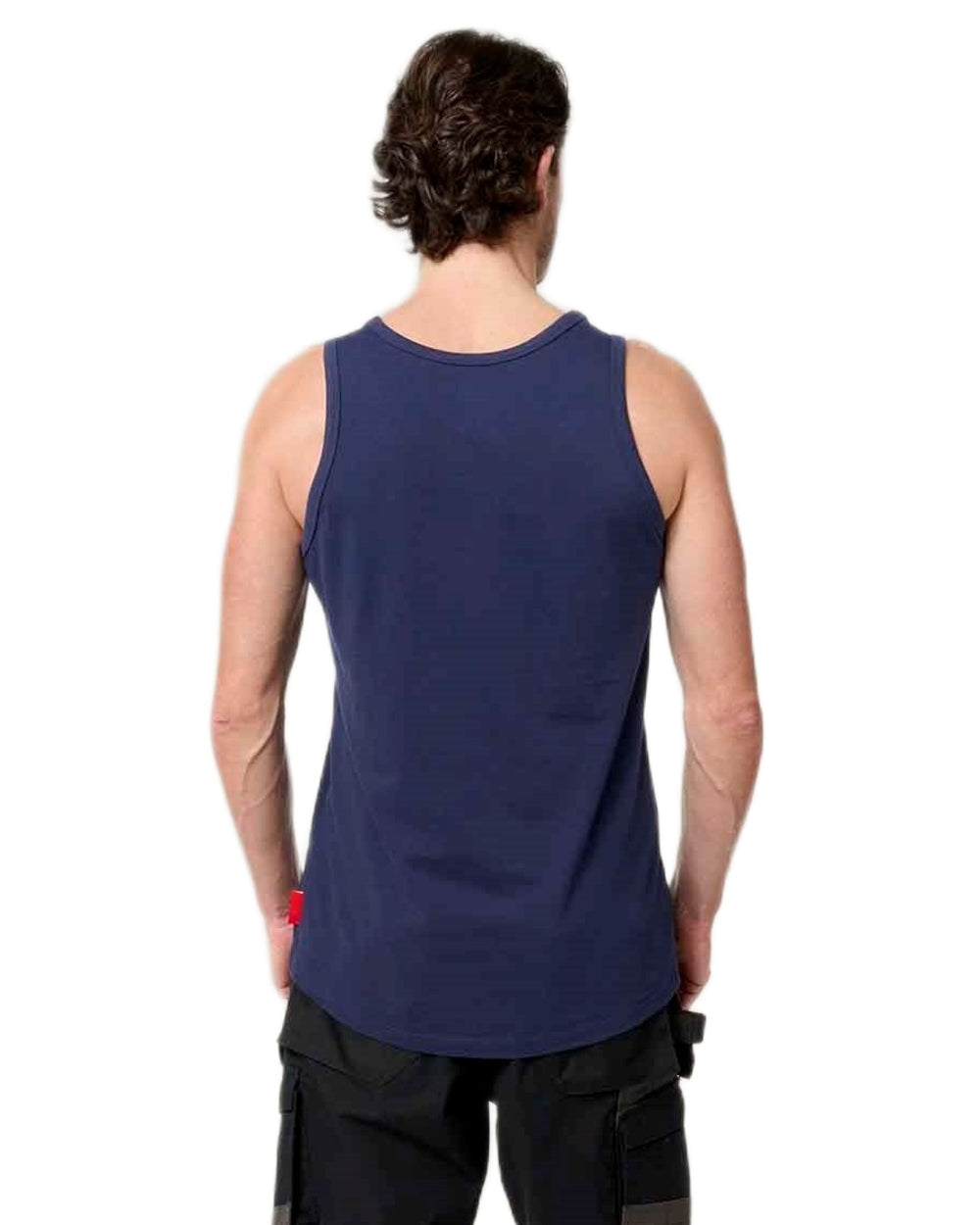Navy coloured Hard Yakka Mens Heritage Icon Singlet on white background 