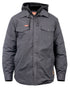 Charcoal coloured Hard Yakka Mens Quilted Solid Shacket on white background 