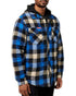 Blue Coloured Hard Yakka Mens Quilted Flannel Shacket on White Background 