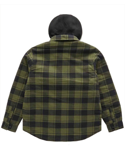 Fern Coloured Hard Yakka Mens Quilted Flannel Shacket on White Background 