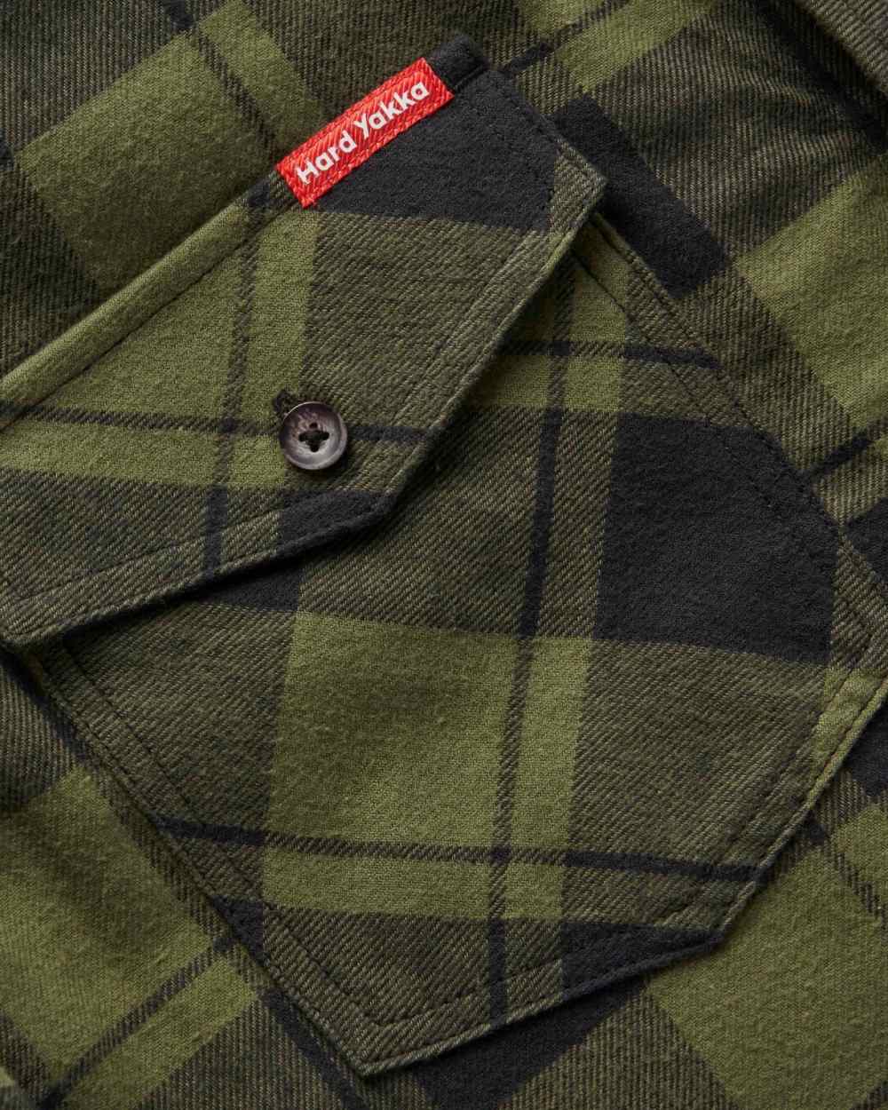 Fern Coloured Hard Yakka Mens Quilted Flannel Shacket on White Background 