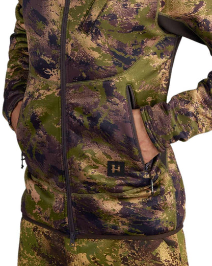 AXIS Forest Coloured Harkila Deer Stalker Camo Fleece Hoodie on white background 