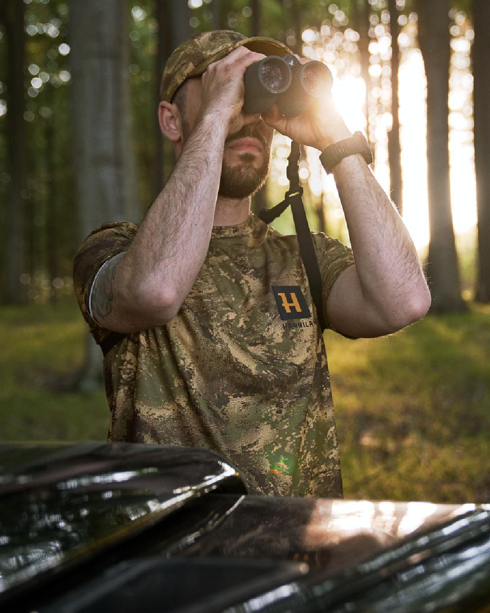 AXIS Forest Coloured Harkila Deer Stalker Camo Short Sleeve T-Shirt on  outdoor background 
