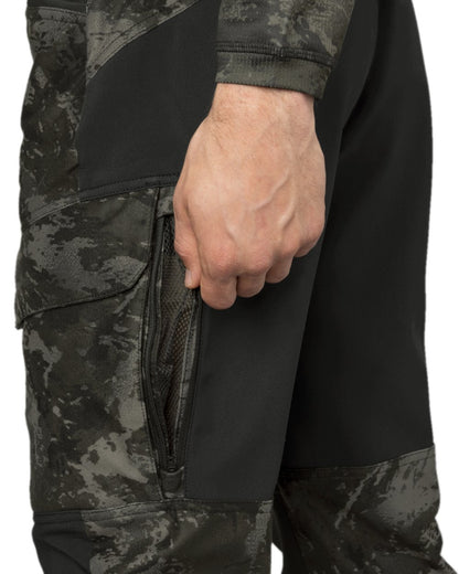 AXIS Black Black Coloured Harkila NOCTYX Camo Silent Trousers on white background 