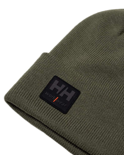 Army Green Coloured Helly Hansen Kensington Beanie on White background 
