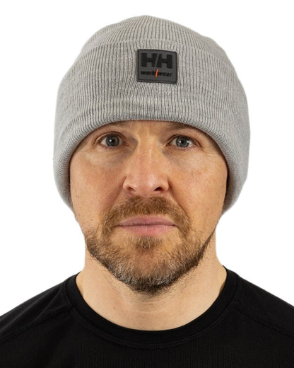 Grey Melange Coloured Helly Hansen Kensington Beanie on White background 