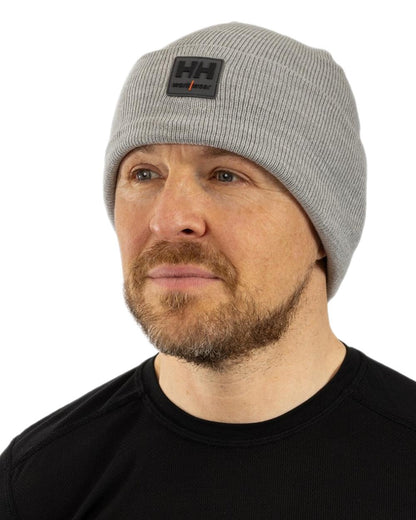 Grey Melange Coloured Helly Hansen Kensington Beanie on White background 