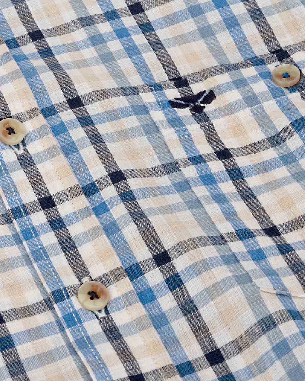 Blue Corn Coloured Hoggs of Fife Aberdour Short Sleeve Shirt on white background 