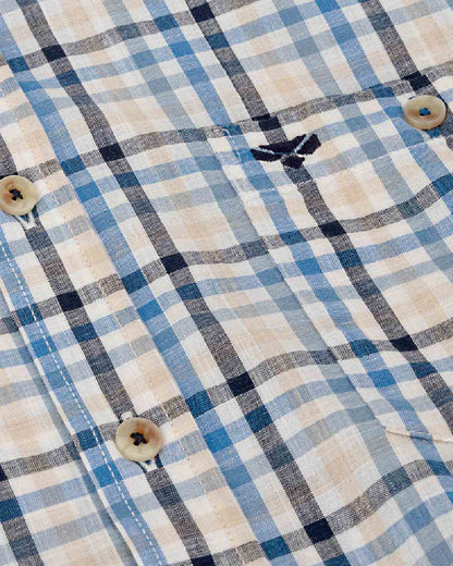 Blue Corn Coloured Hoggs of Fife Aberdour Short Sleeve Shirt on white background 