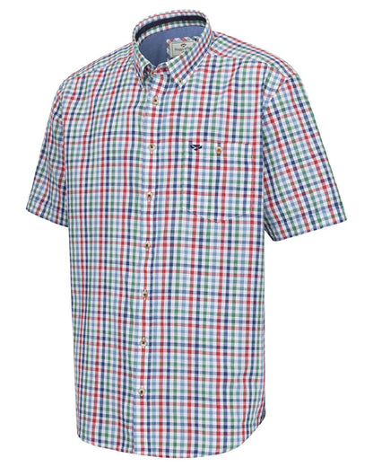 Green Red Coloured Hoggs of Fife Aberdour Short Sleeve Shirt on white background 