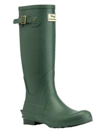 Green Coloured Hoggs of Fife Braemar Wellingtons on white background 