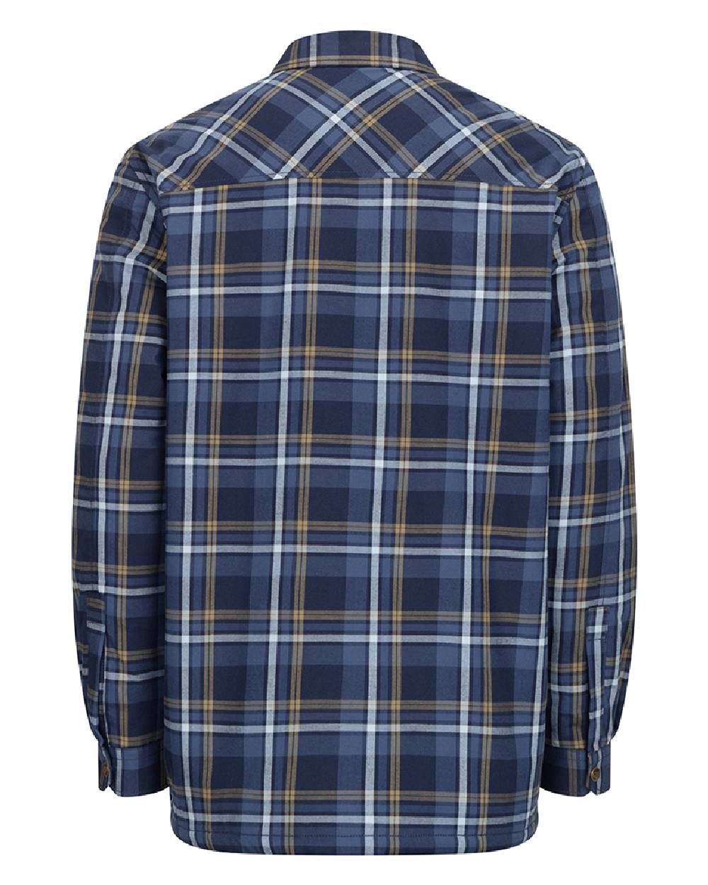 Navy Gold Coloured Hoggs of Fife Brunton Fleece Shacket on white background 