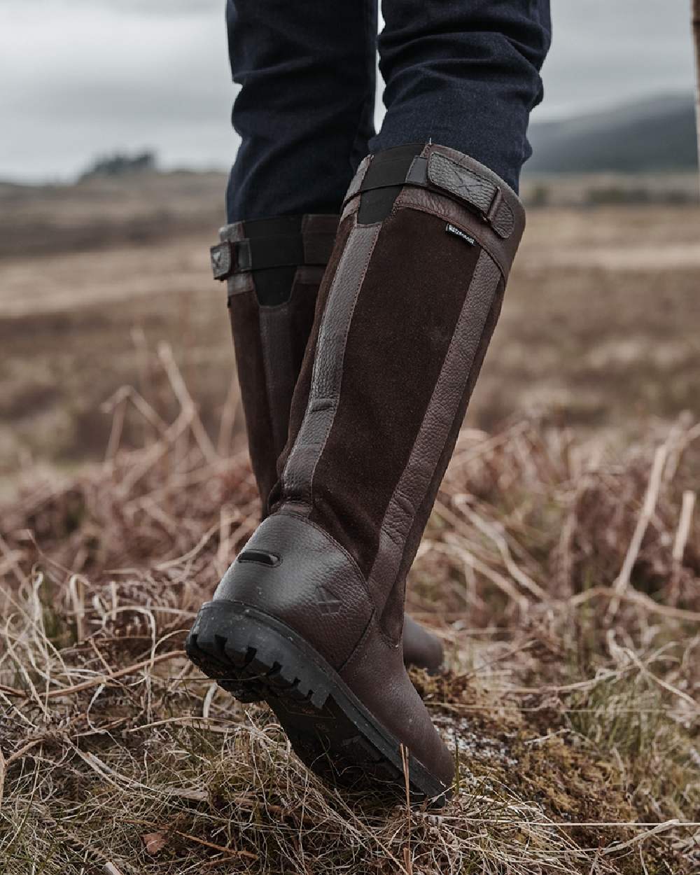 Dark Brown Coloured Hoggs of Fife Cleveland II Womens Country Boots on white background 