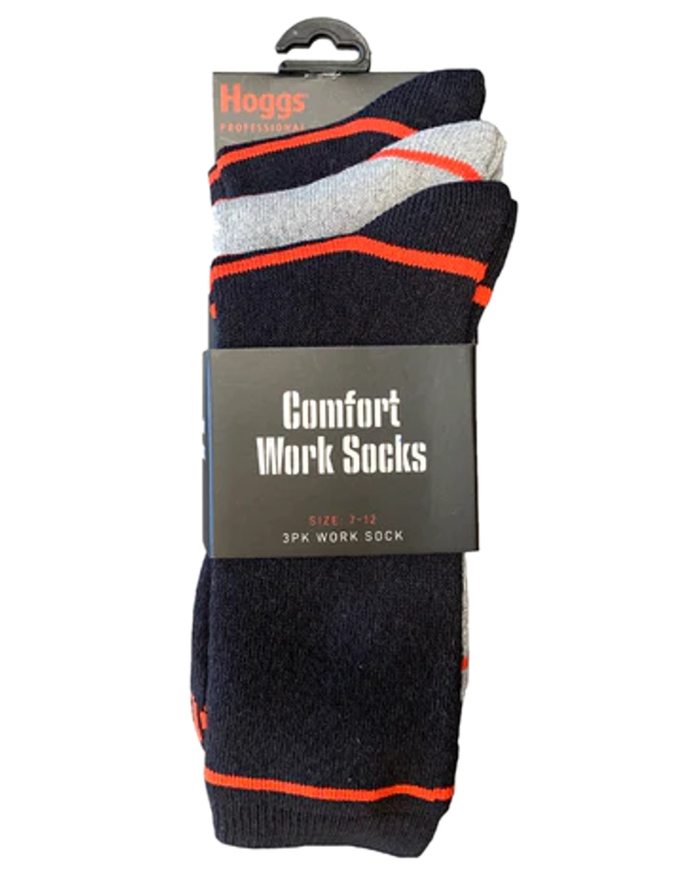 Black Grey Coloured Hoggs of Fife Comfort Cotton Work Socks Triple Pack on white background