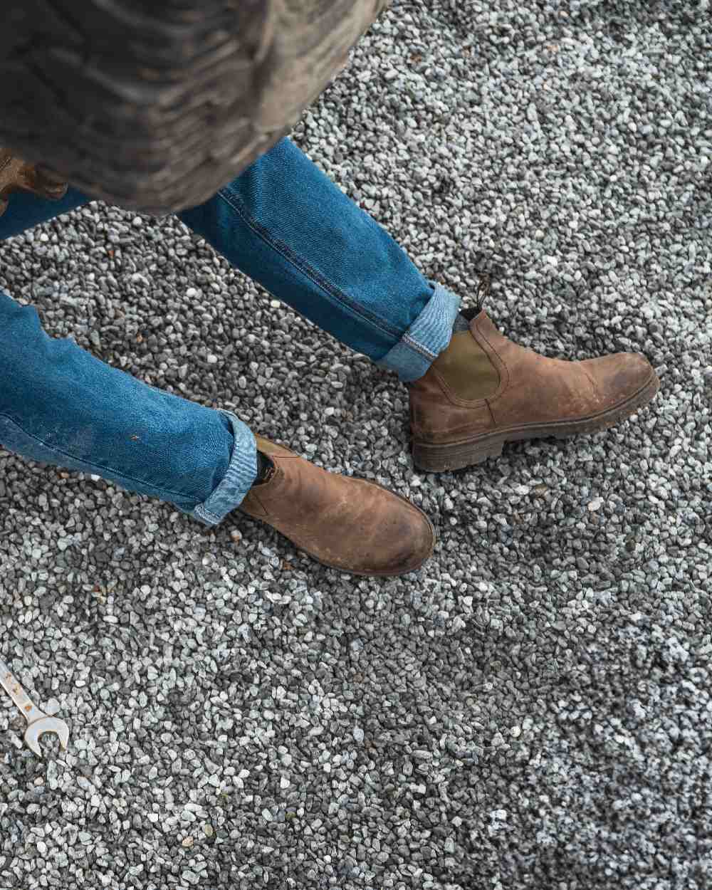 Tan Coloured Hoggs of Fife Dalmeny Dealer Boots on outdoor background 