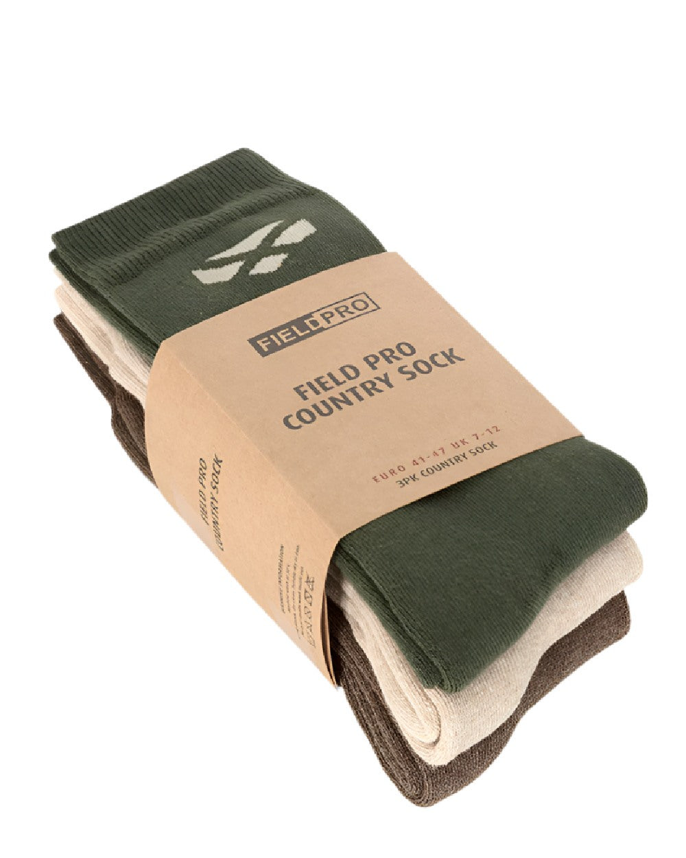 Hoggs of Fife Field Pro Country Socks Triple Pack On White Background