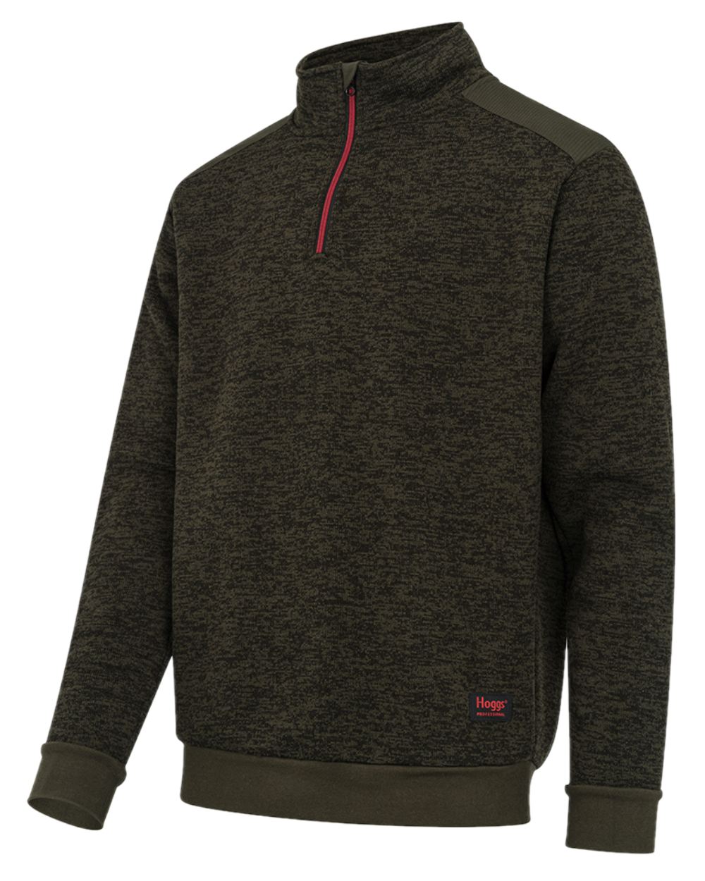 Green Coloured Hoggs of Fife Green King II Quarter Zip Knit Fleece on white background