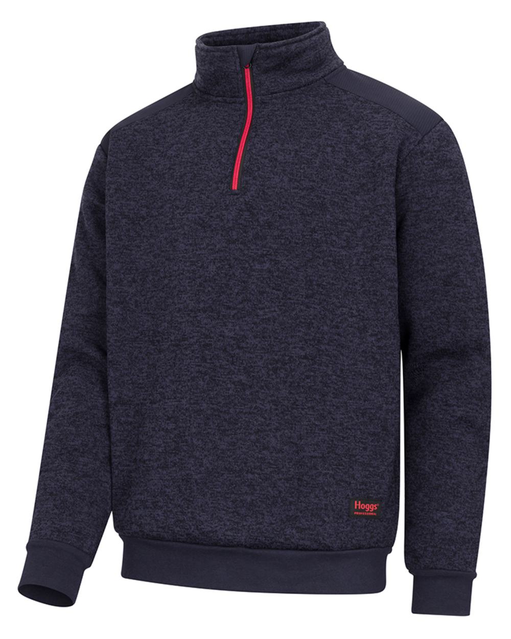 Navy Coloured Hoggs of Fife Green King II Quarter Zip Knit Fleece on white background 