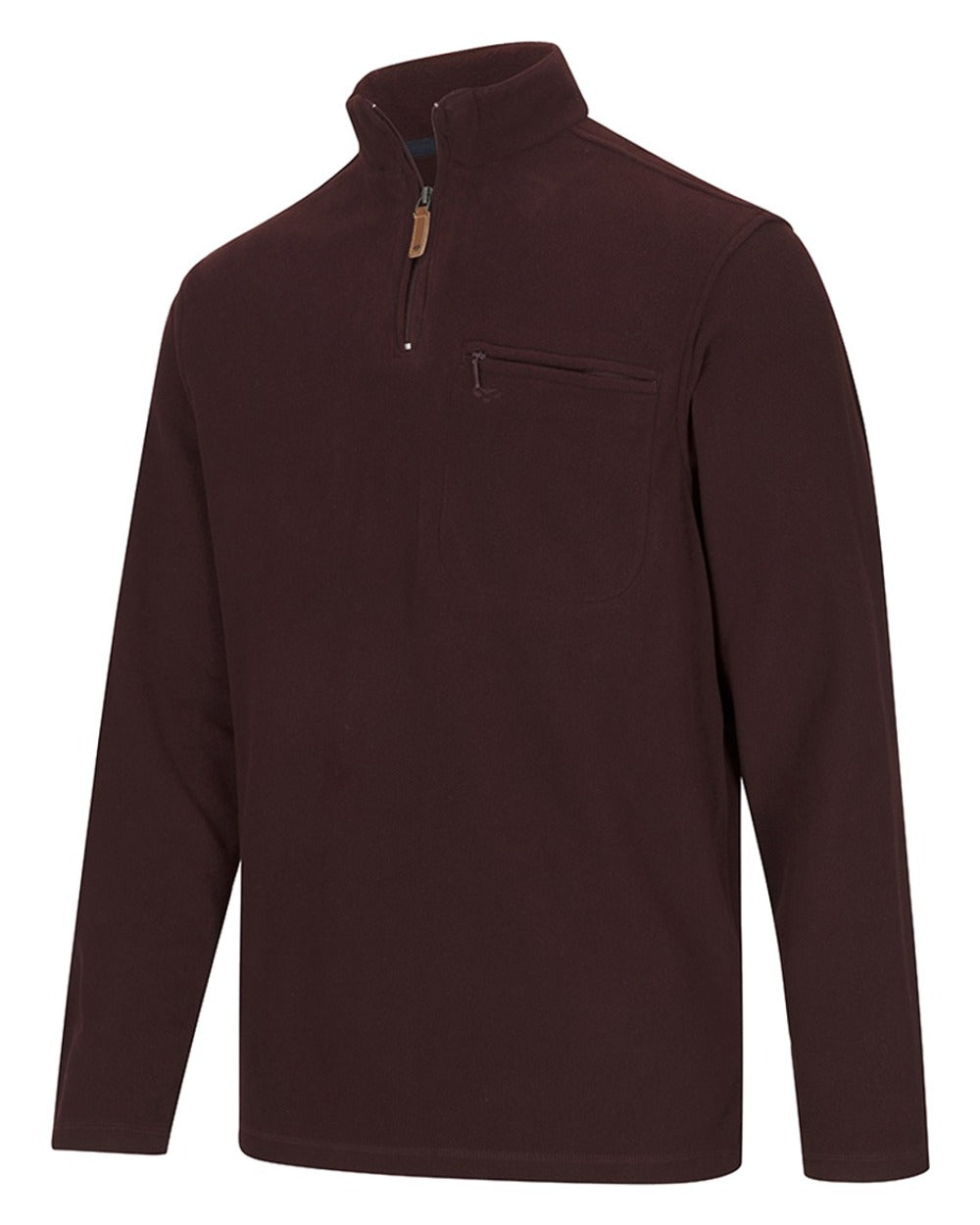 Burgundy coloured Hoggs of Fife Islander 1/4 Zip Micro Fleece Shirt on white background