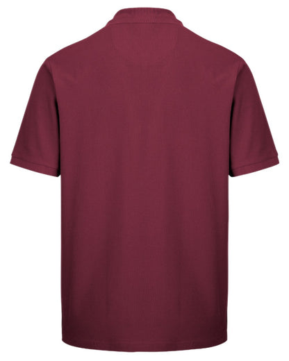 Bordeaux Coloured Hoggs of Fife Largs Pique Polo Shirt on white background 