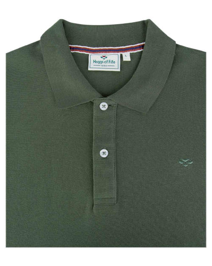 Bottle Green Coloured Hoggs of Fife Largs Pique Polo Shirt on white background 