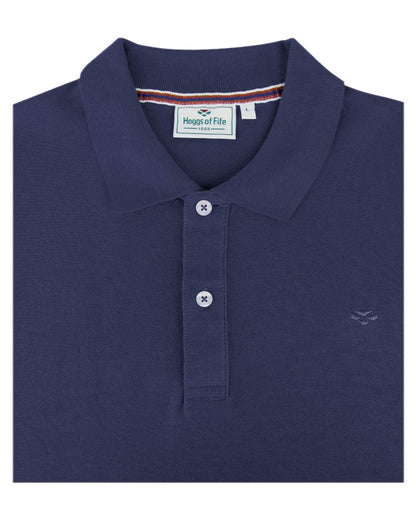 Navy Coloured Hoggs of Fife Largs Pique Polo Shirt on white background 