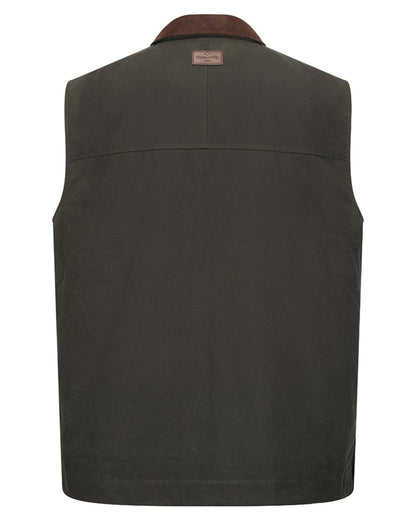 Olive Coloured Hoggs of Fife Mens Maxton Padded Waxed Waistcoat on white background 