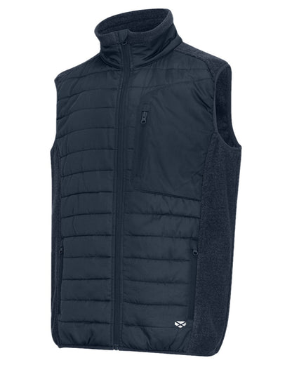 Midnight Navy Marl Coloured Hoggs of Fife Mens Melville Hybrid Gilet on white background 