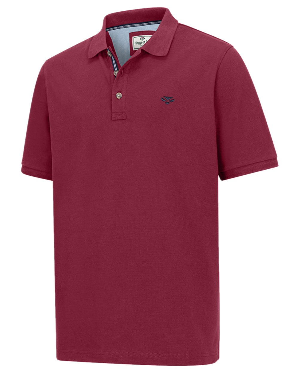Burgundy Coloured Hoggs of Fife Mens Newton Pique Polo Shirt on white background 