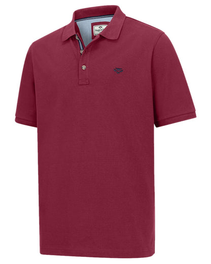 Burgundy Coloured Hoggs of Fife Mens Newton Pique Polo Shirt on white background 