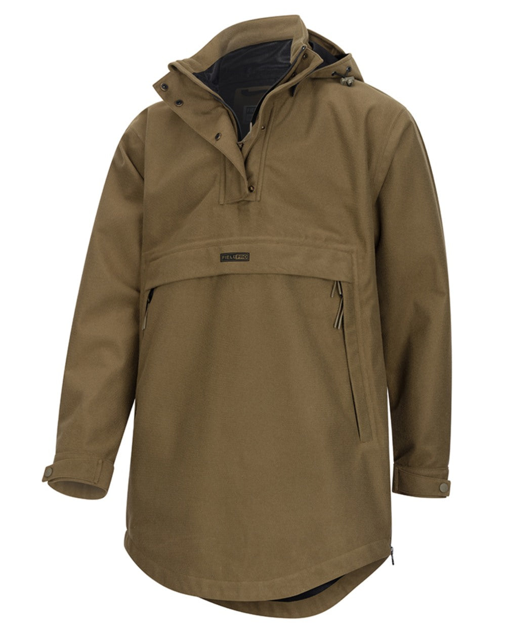 Olive Coloured Hoggs of Fife Mens Torness Trilaminate Waterproof Smock on white background 