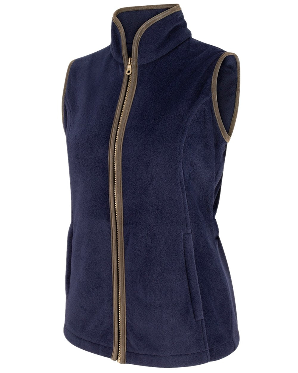 Midnight Navy Coloured Hoggs of Fife Stenton Ladies Fleece Gilet on white background 