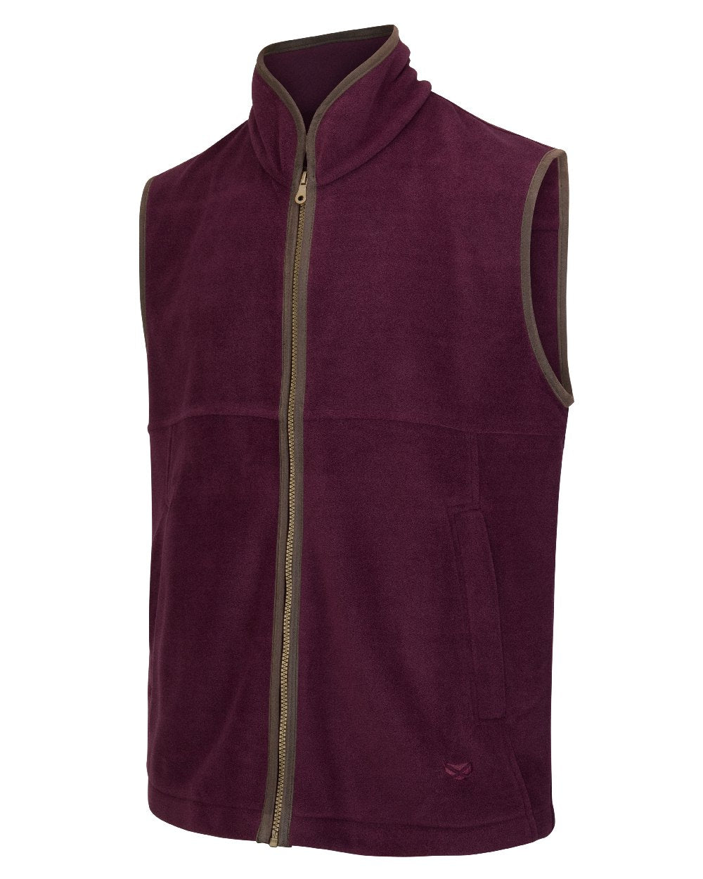 Merlot coloured Hoggs of Fife Stenton Technical Fleece Gilet on white background 