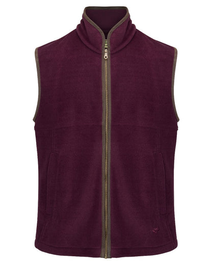 Merlot coloured Hoggs of Fife Stenton Technical Fleece Gilet on white background 