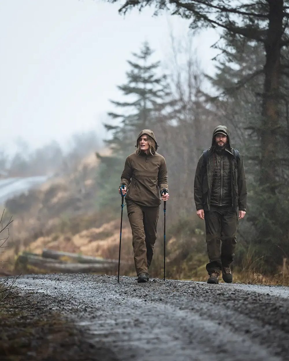 Sage Coloured Hoggs of Fife Struther Ladies Smock Field Jacket on forest background 