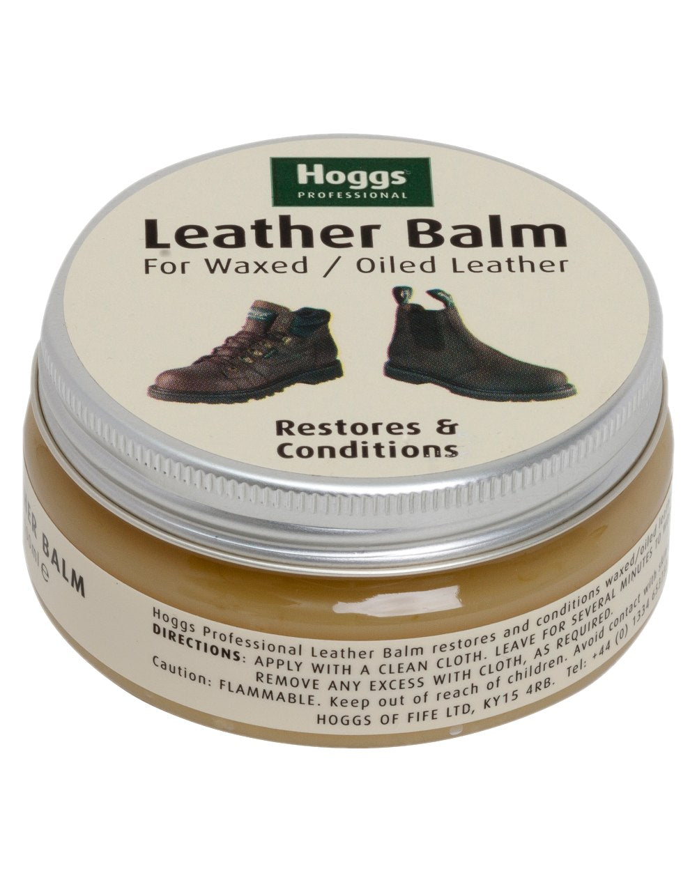 Neutral Coloured Hoggs of Fife Wax Leather Balm on white background 